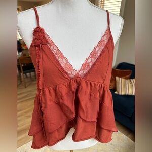 urban outfitters kimchi blue Y2K boho ruffle fairy cami top